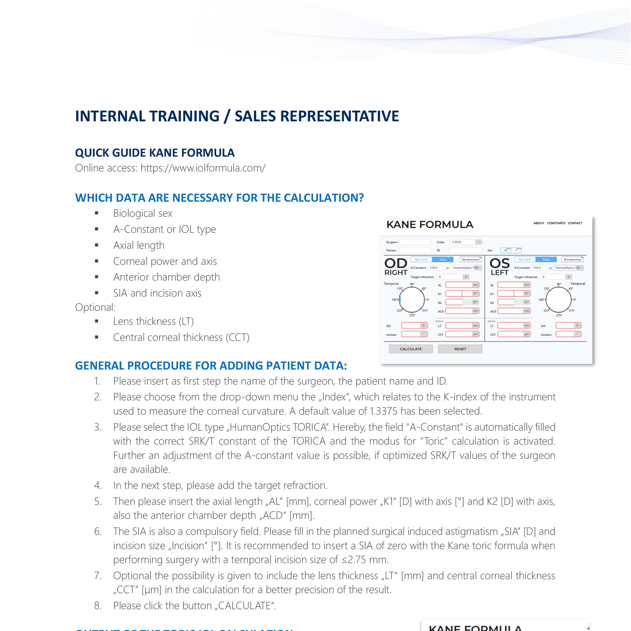 HumanOptics_Quick Guide_Kane-Formula - HumanOptics Holding AG